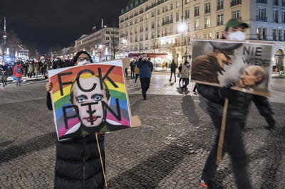 Demonstranten am Pariser Platz (2022)
